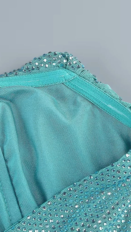 WALLIS EMERALD DIAMONDS LACE-UP TOPS 2 PIECES BODYCON SET