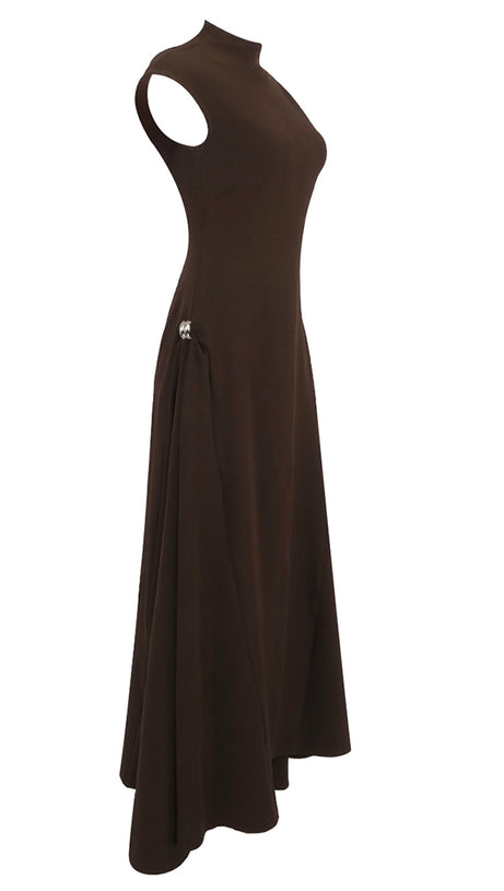 SKATER MAXI DRESS COFFEE