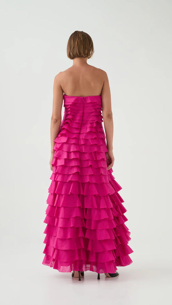 AIIZIE STACEY STRAPLESS LAYERED MAXI DRESS IN PINK - product image