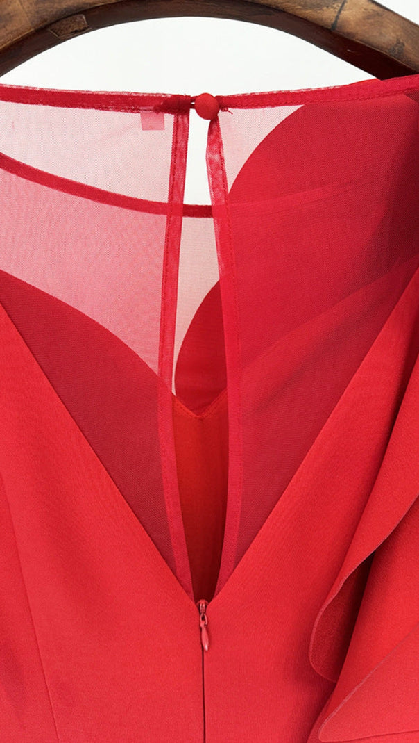 AIIZIE FLORAL BELTED MAXI DRESS IN RED - product image