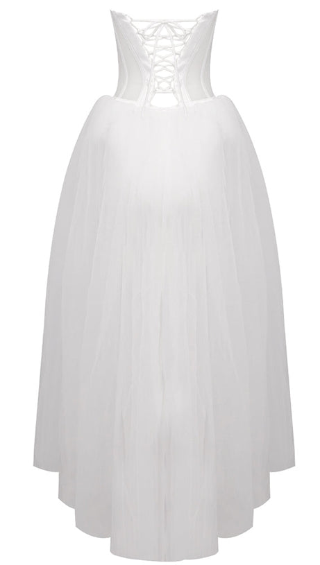 ODILE STRAPLESS GOWN IN WHITE