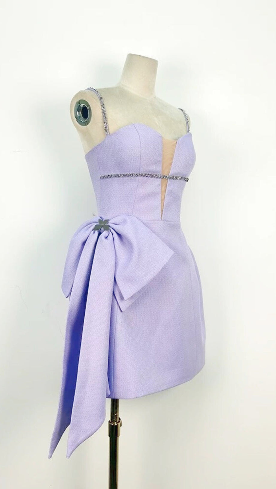 CANDANCE LILAC RHINESTONES SPAGHETTI STRAP MINI DRESS