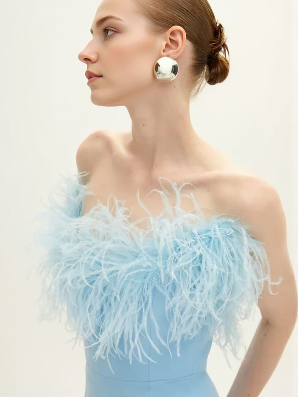 Feder-Minikleid in Königsblau