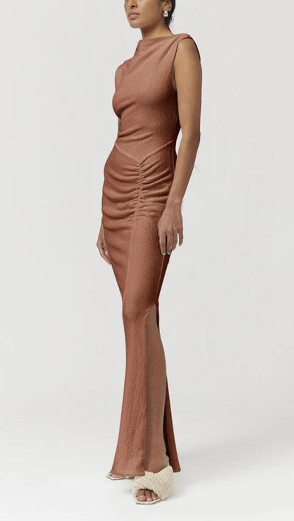 AIIZIE VEGA RUCHED FRONT MIDI DRESS - product image