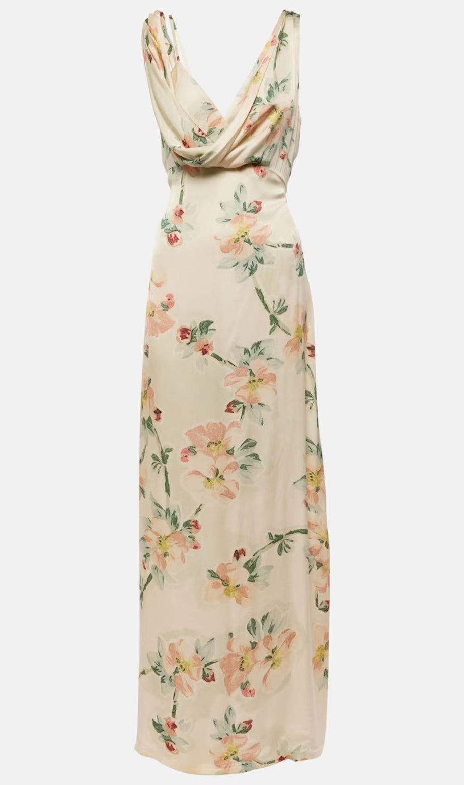DRAPIERTES MAXIKLEID MIT BLUMENMUSTER