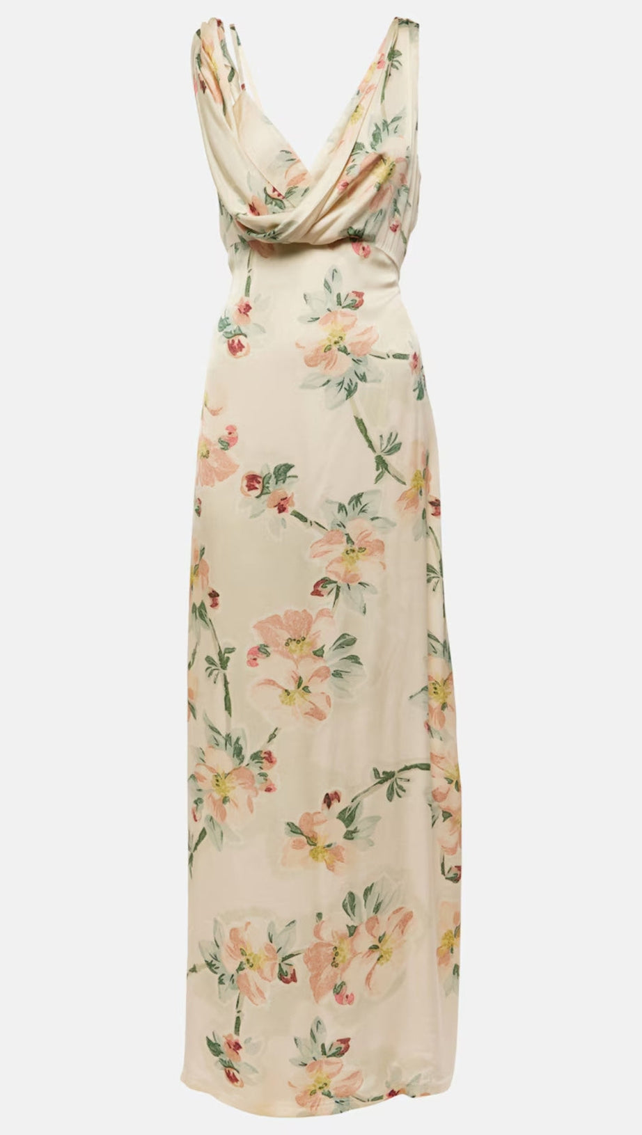 ABITO LUNGO DRAPPEGGIATO A FIORI