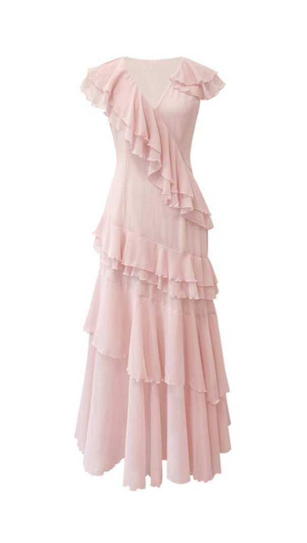 AIIZIE RUFFLED MAXI DRESS IN PALE PINK - product image