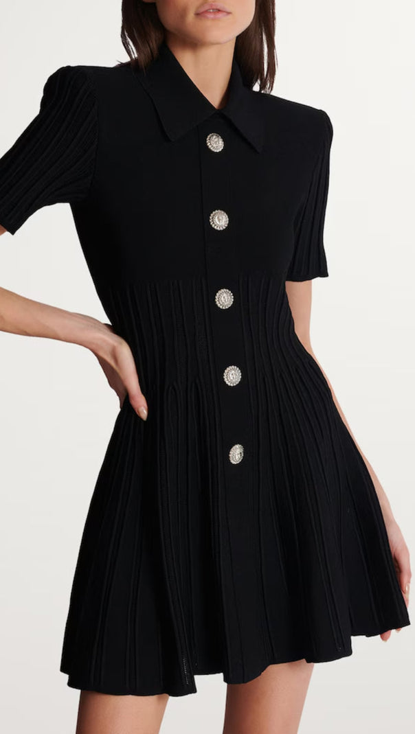 AIIZIE KRISTIN BLACK KNITTED MINI DRESS - product image