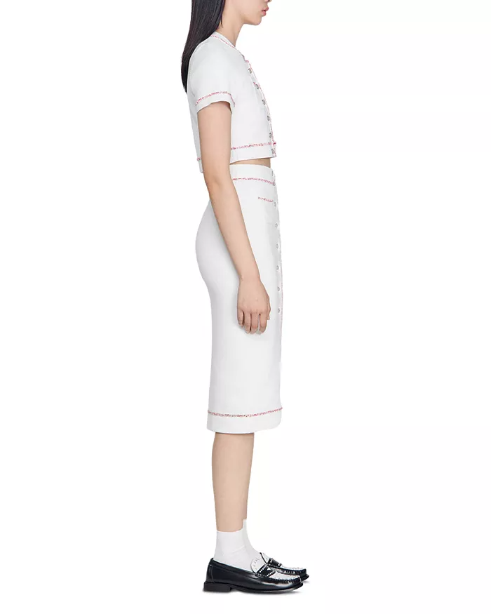 AIIZIE ELISA KNIT MIDI PENCIL SKIRT IN ECRU - product image