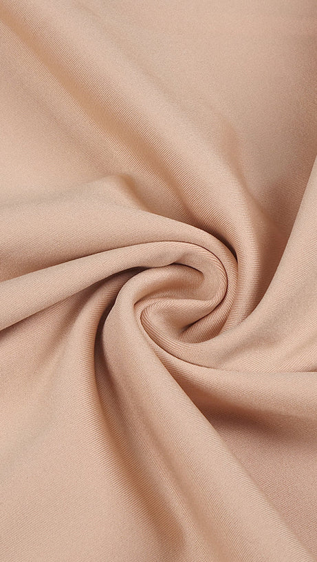 ADELE CREPE LACE CORSET MAXI DRESS IN BEIGE