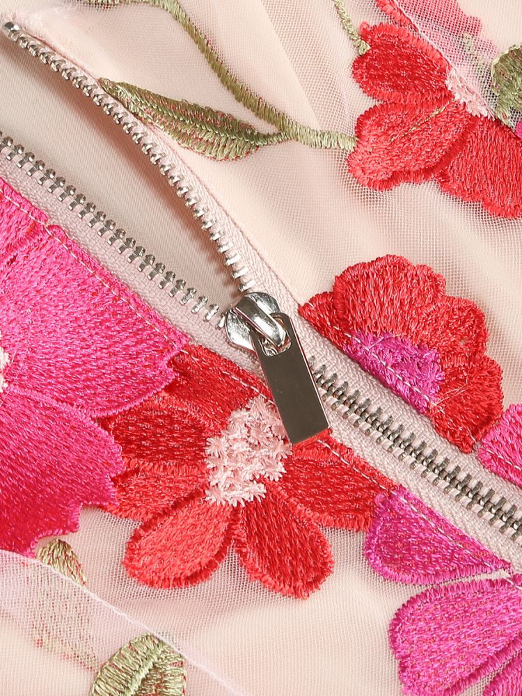 AIIZIE JASMINE MULTI PINK FLORAL EMBELLISHMENT MINI DRESS - product image