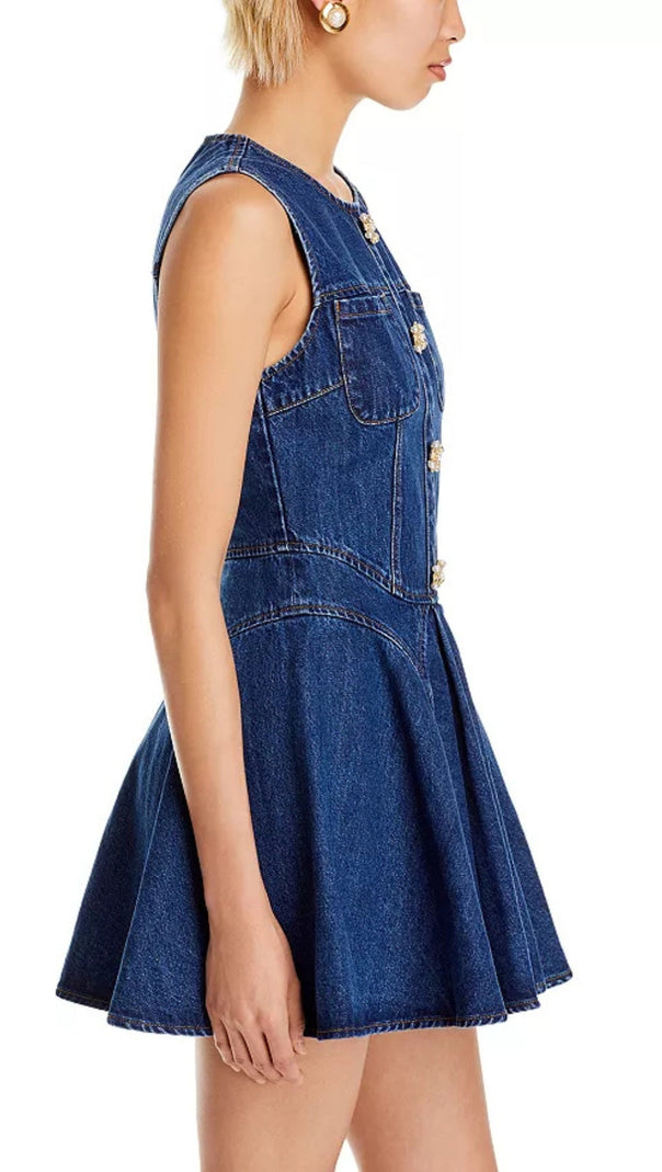AIIZIE DENIM SKATER MINI DRESS - product image