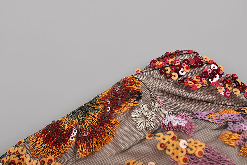 STRAPLESS DAHLIA SEQUINS EMBROIDERED MAXI DRESS