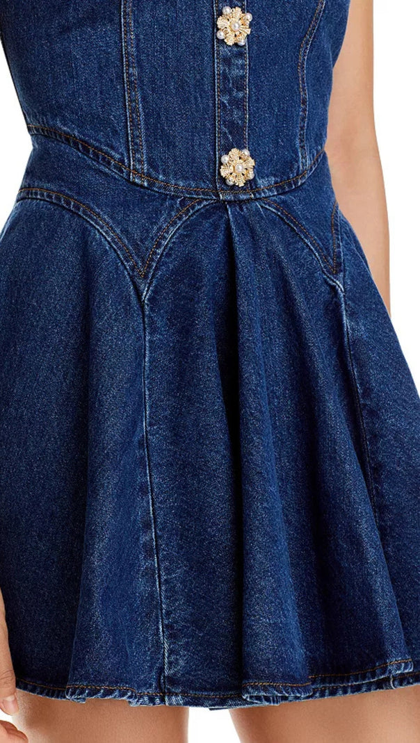 AIIZIE DENIM SKATER MINI DRESS - product image