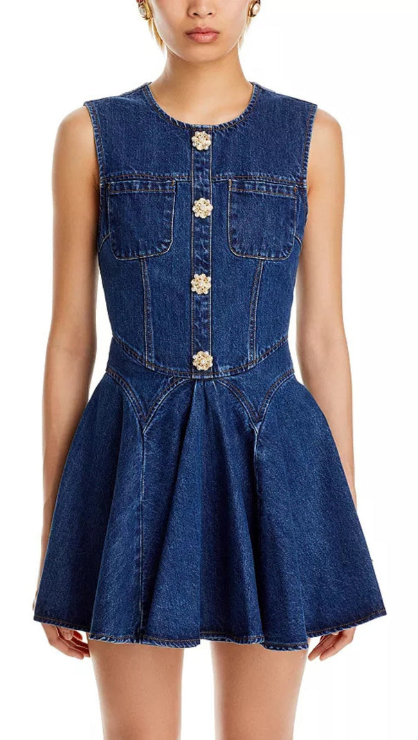 AIIZIE DENIM SKATER MINI DRESS - product image