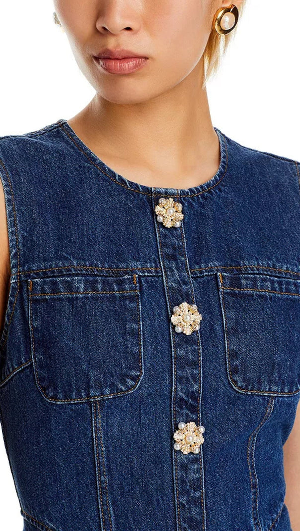 AIIZIE DENIM SKATER MINI DRESS - product image