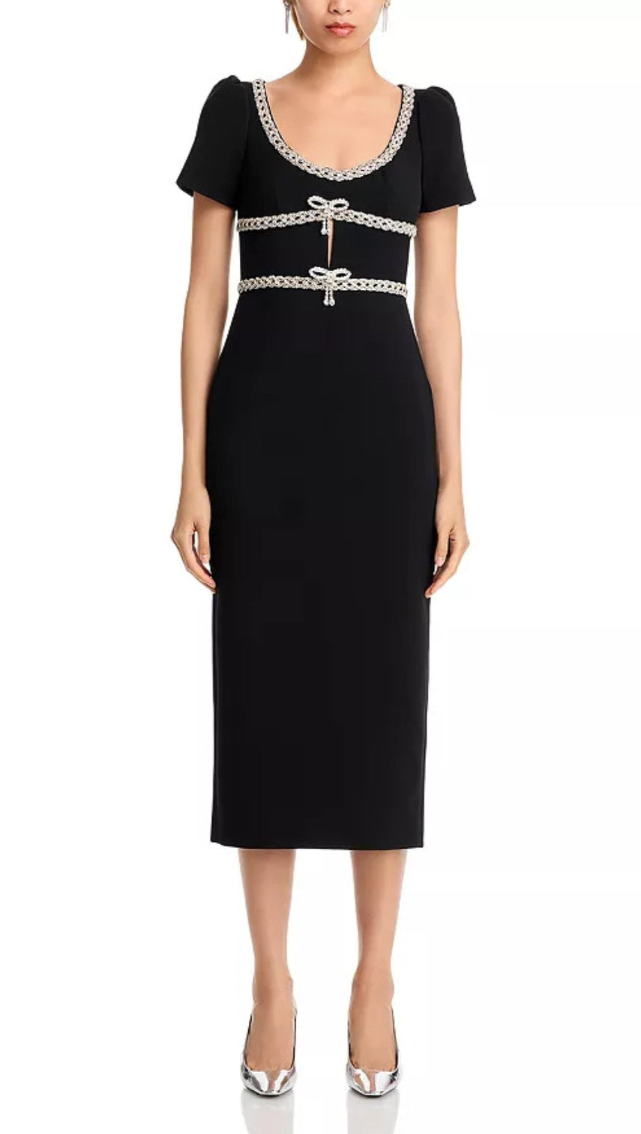 CREPE DIAMANTE MIDI DRESS