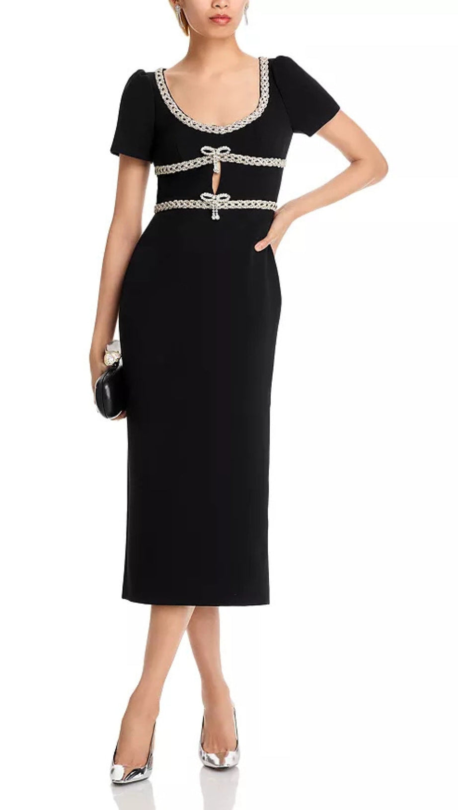 CREPE DIAMANTE MIDI DRESS