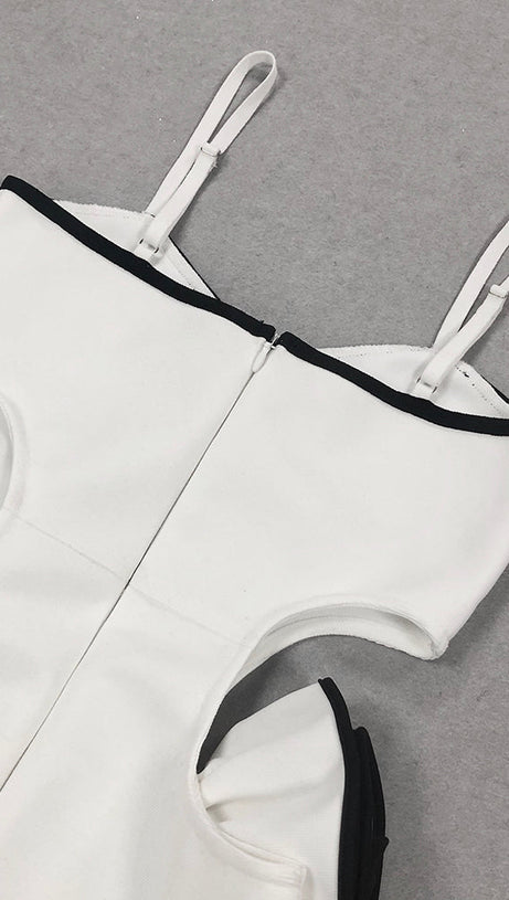 LILLIAN WAIST FLOWER RUFFLE EMBELLISHED CUT OUT MAXI DRESS