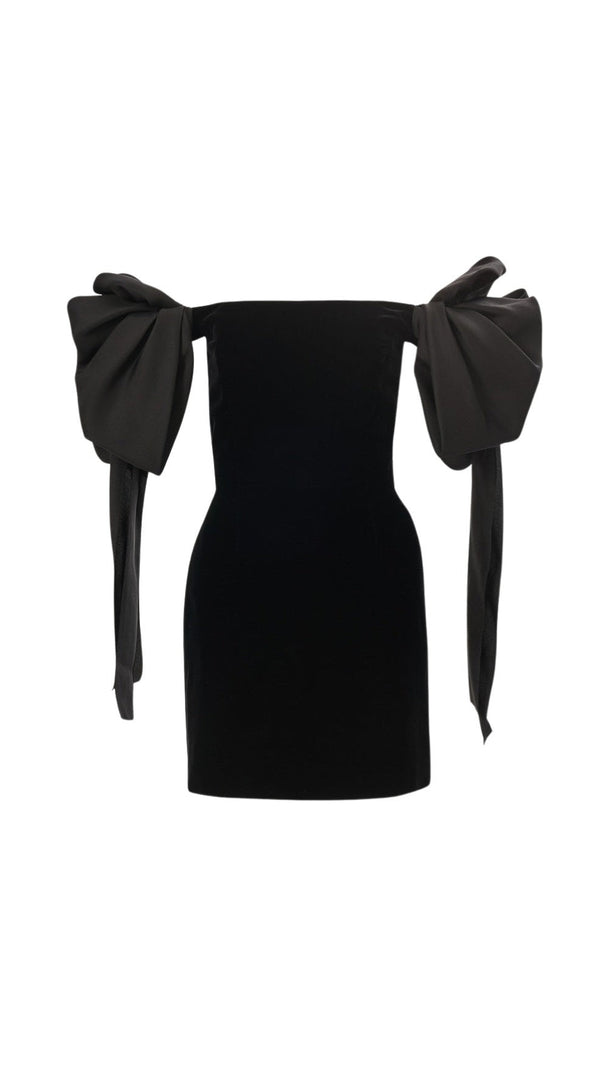 AIIZIE OFF-SHOULDER MINI DRESS IN BLACK - product image