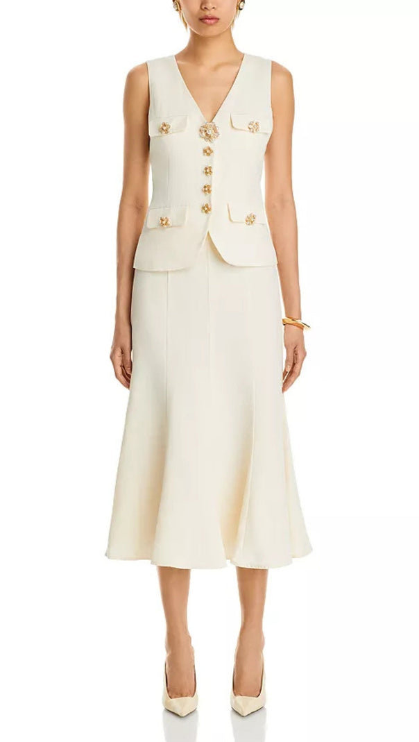 AIIZIE CREAM LINEN MIDI DRESS - product image