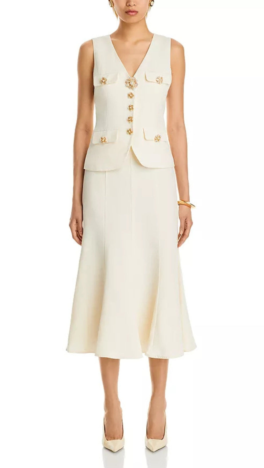 CREAM LINEN MIDI DRESS