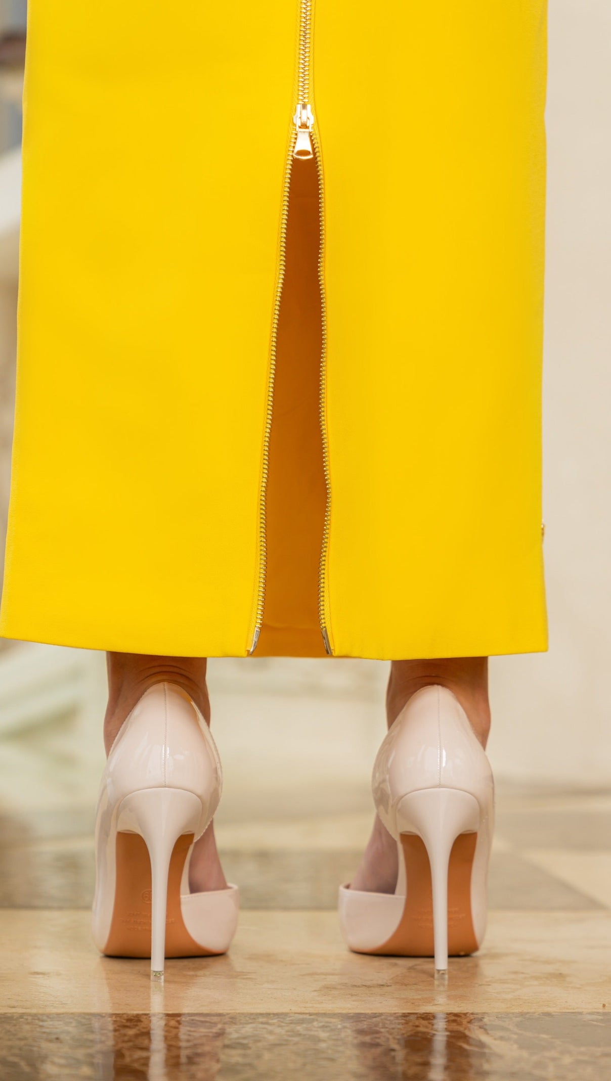 Light Beige Asymmetric Stiletto Pumps