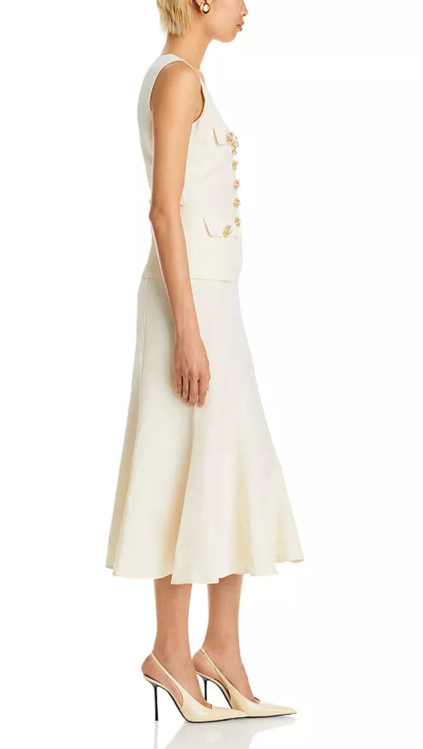 AIIZIE CREAM LINEN MIDI DRESS - product image