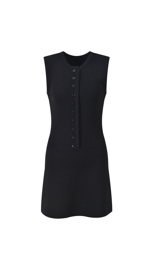 AIIZIE Effortless Chic: Women's Rib Knit Button-Front Mini Dress - product image