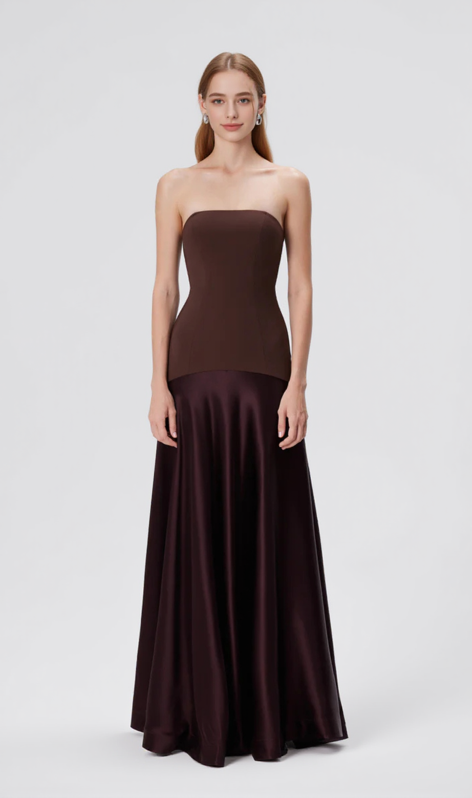 Trägerloses Kleid „Aura“ in Espresso