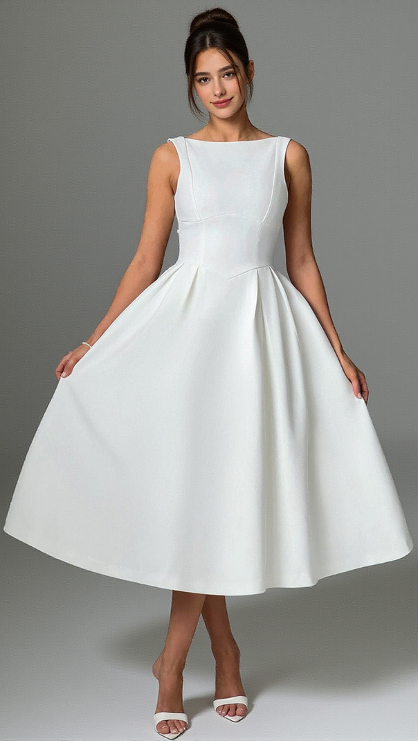 AIIZIE CLARABELLA SLEEVELESS MIDI DRESS IN WHITE - product image