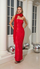 Red strapless Maxi Dress