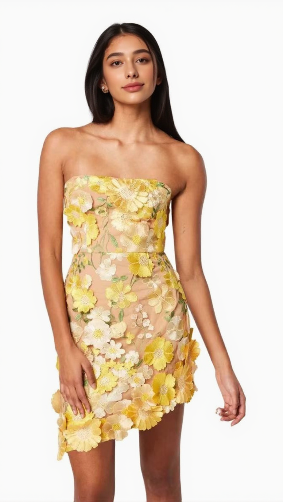 ABITO CORTO CON TOP A TUBINO FLOREALE MORBIDO GIALLO