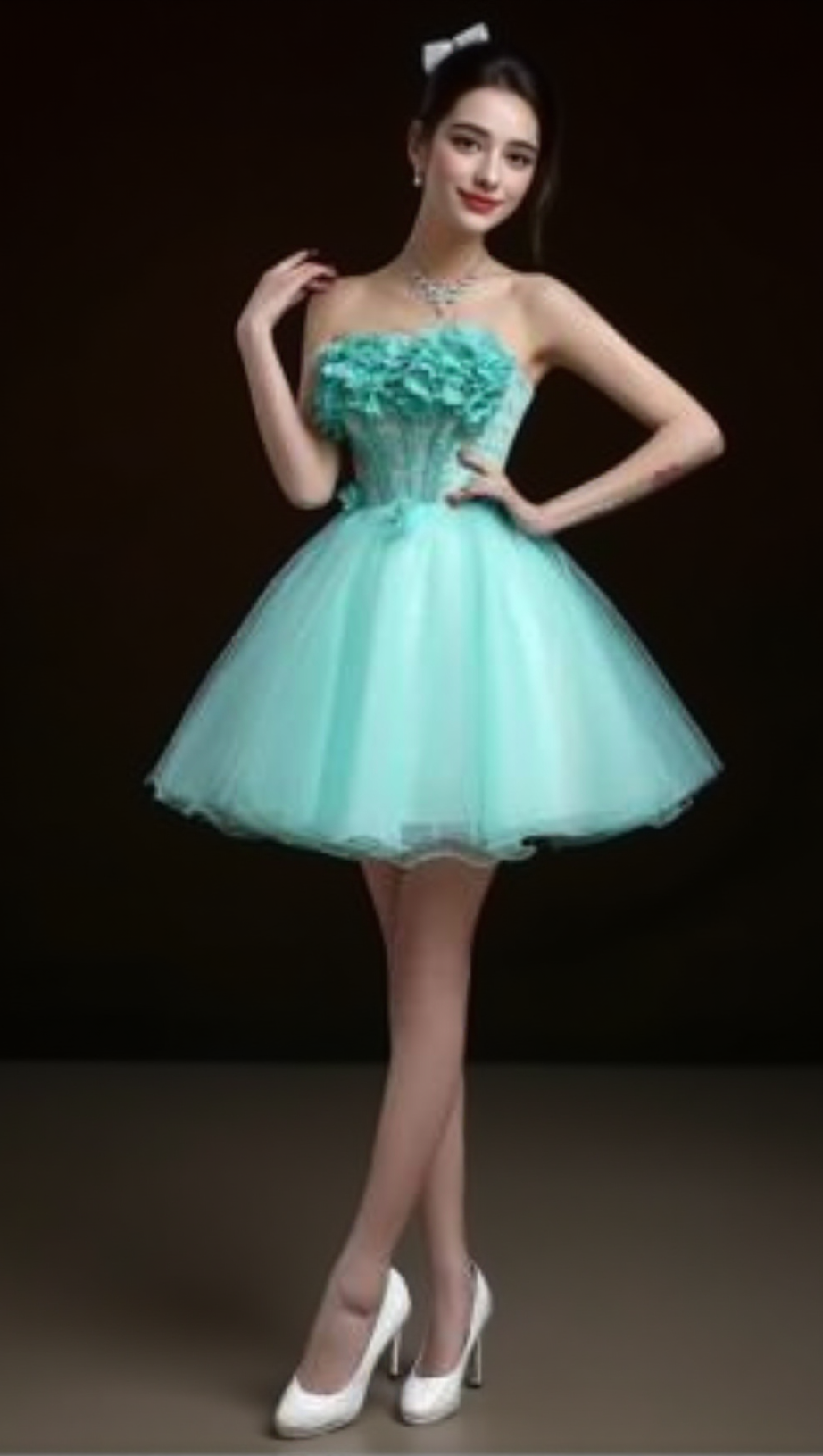 ANEIRA CORSET FLOWER MINI DRESS IN GREEN
