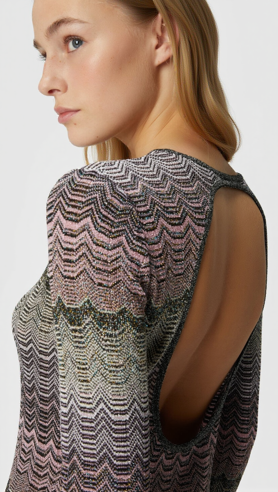 MULTICOLOR MAXI DRESS WITH LAMÉ GREEK MOTIF