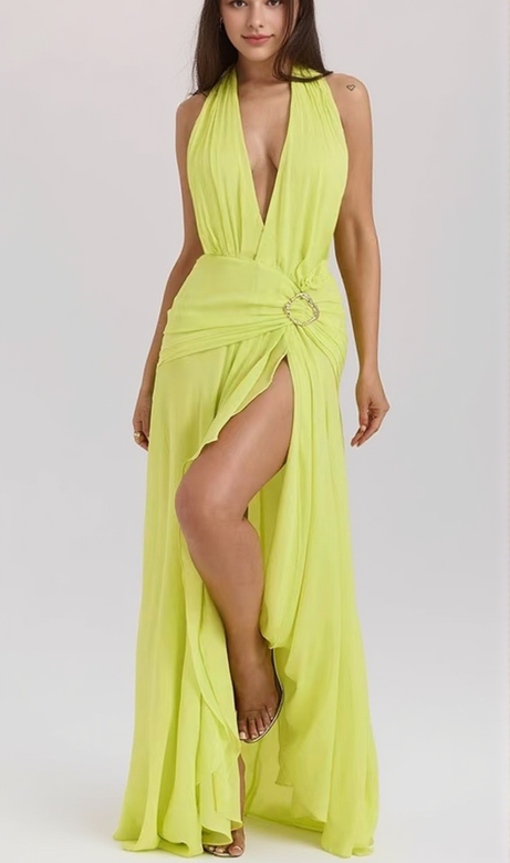 Sexy goddess deep V backless holiday dress