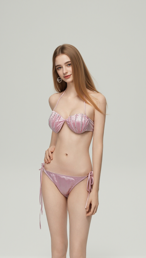 AIIZIE DARRAH PINK PEARL THREE-PIECE SWIMSUIT - product image