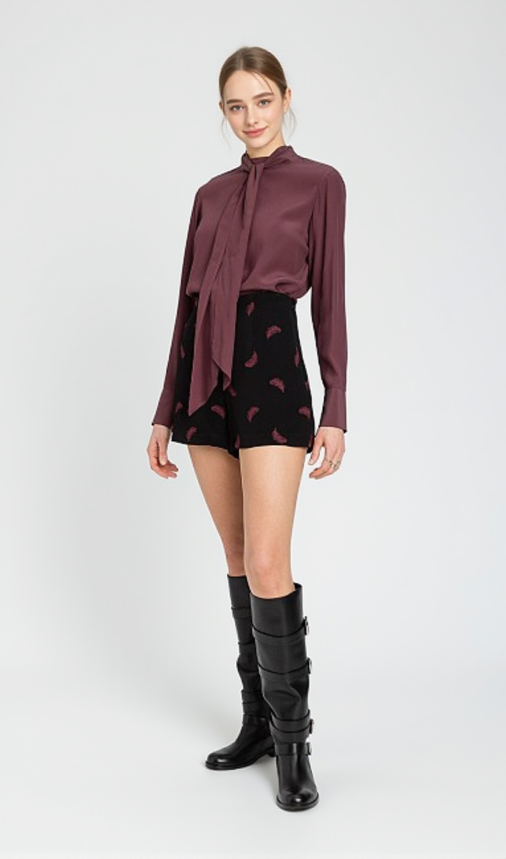 Hemd-Twinset in Burgunderrot