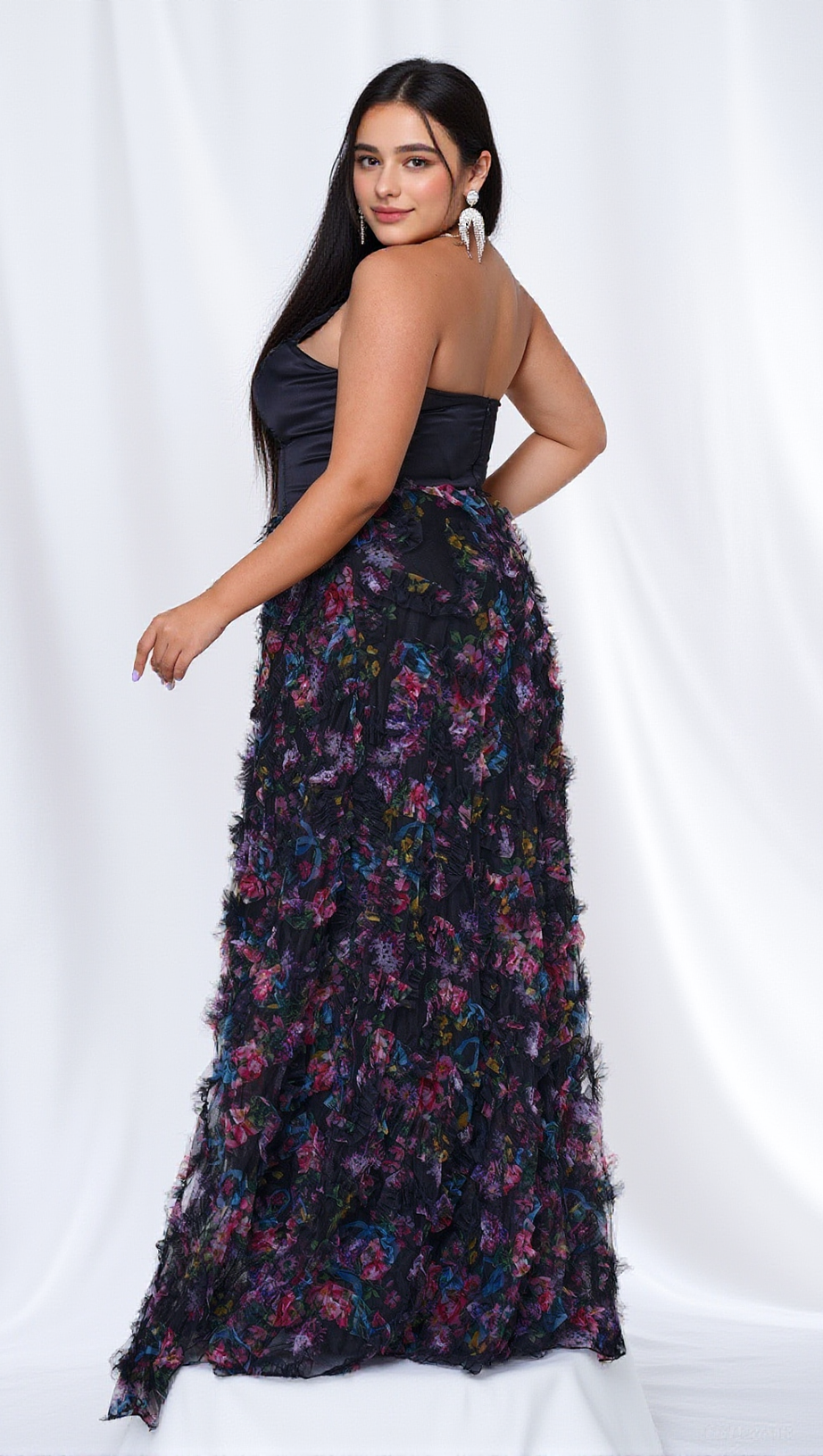 Flora Bandeau-Maxikleid aus Netzstoff