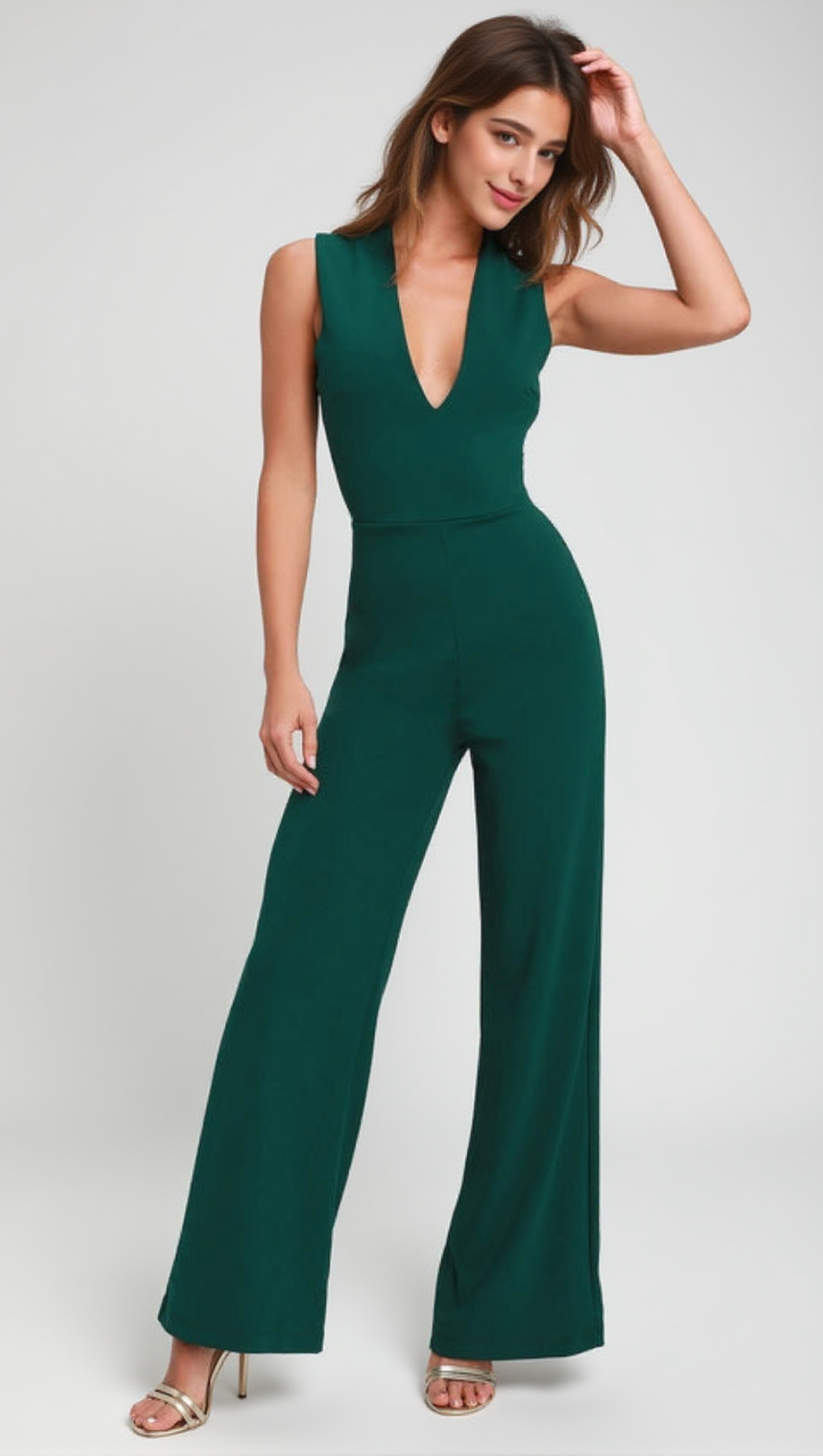 THINKING OUT LOUD HUNTER GREEN BACKLESS JUMPSUIT