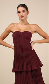 Strapless Tiered Maxi Dress in Plum Purple