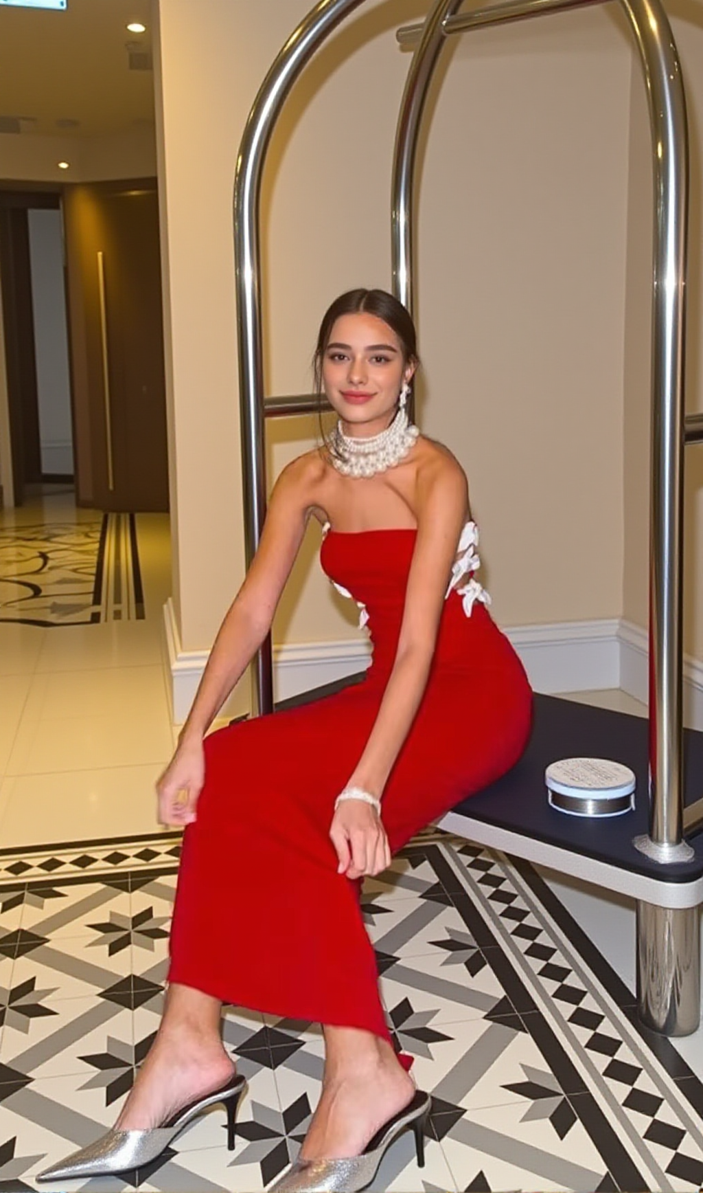 OFF-SHOULDER SLIM FIT HOLLOW BOW BANDAGE FISHTAIL SKIRT RED