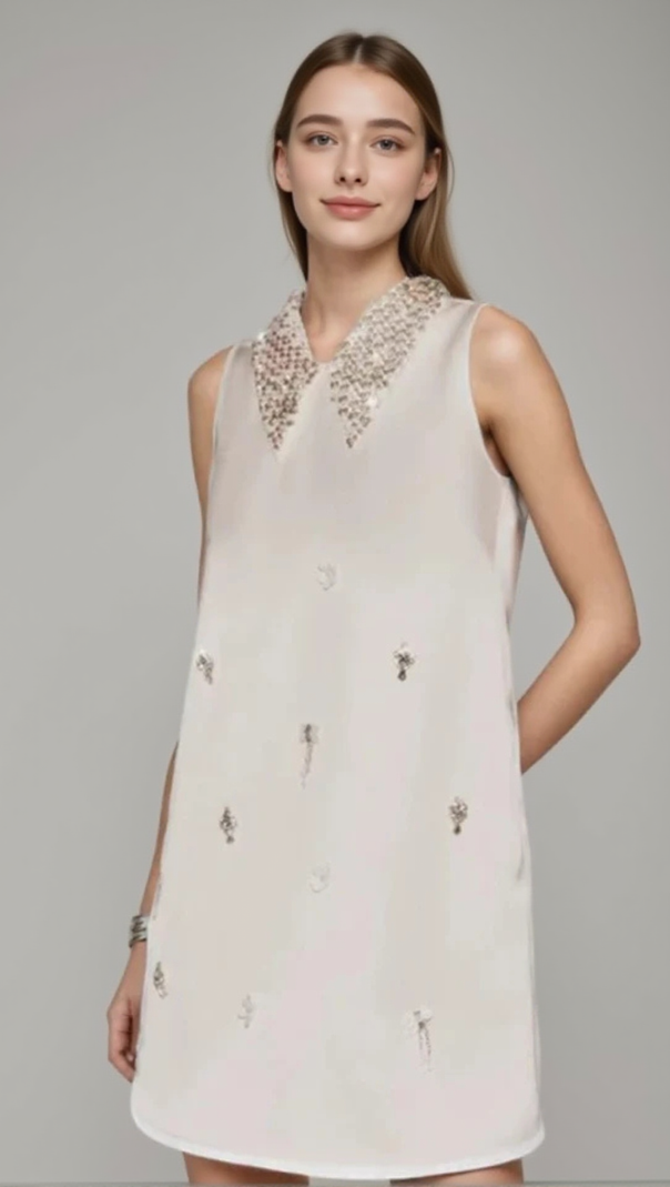 AIIZIE ANNOT SEQUIN COLLAR MINI DRESS - product image