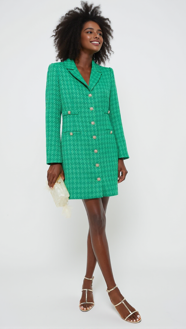 AIIZIE EMERALD TWEED STACIE DRESS - product image