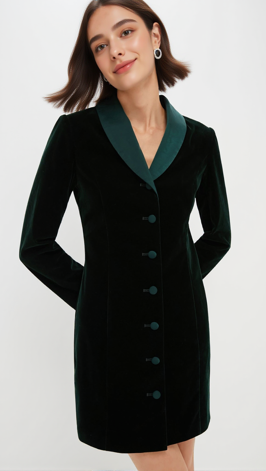 DARK GREEN VELVET STACIE DRESS