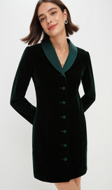 Dark Green Velvet Stacie Dress