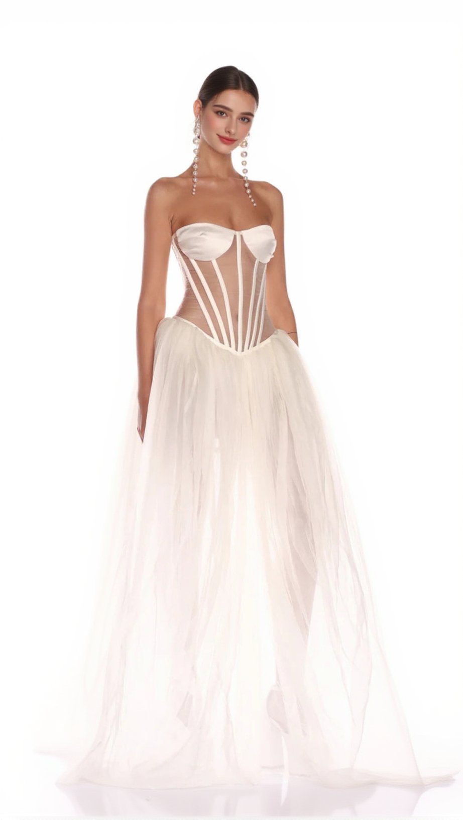 ODILE STRAPLESS GOWN IN WHITE