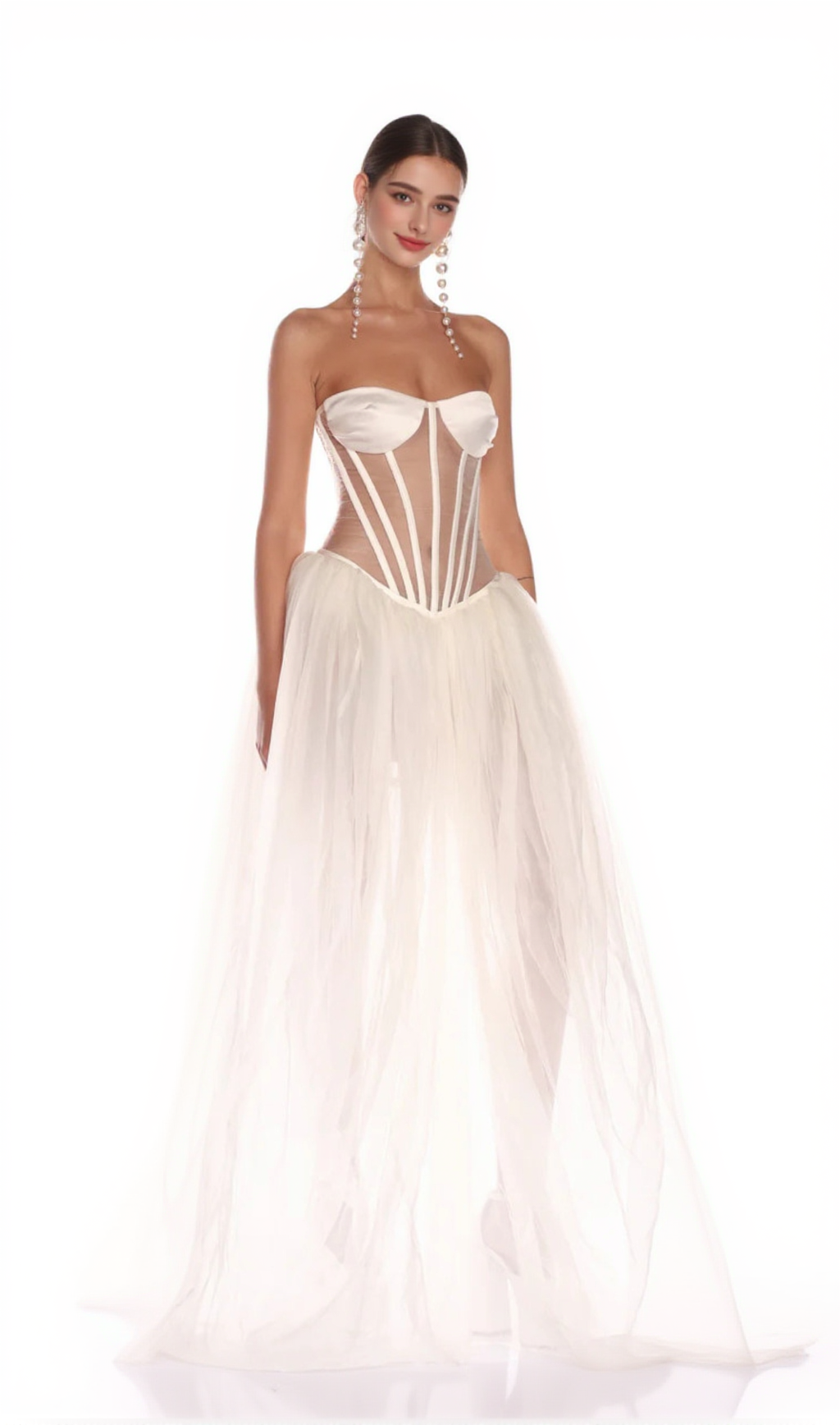 ODILE STRAPLESS GOWN IN WHITE