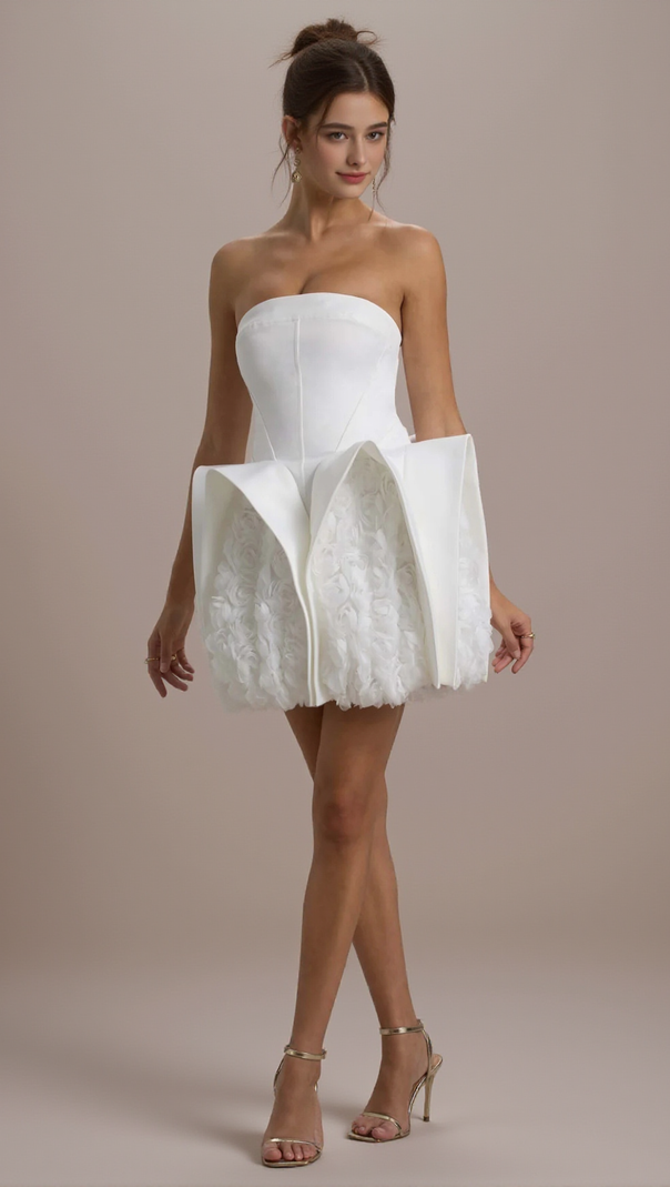 AIIZIE BEVERLY CALAIS STRAPLESS FLOWER MINI DRESS - product image