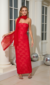 Red strapless Maxi Dress